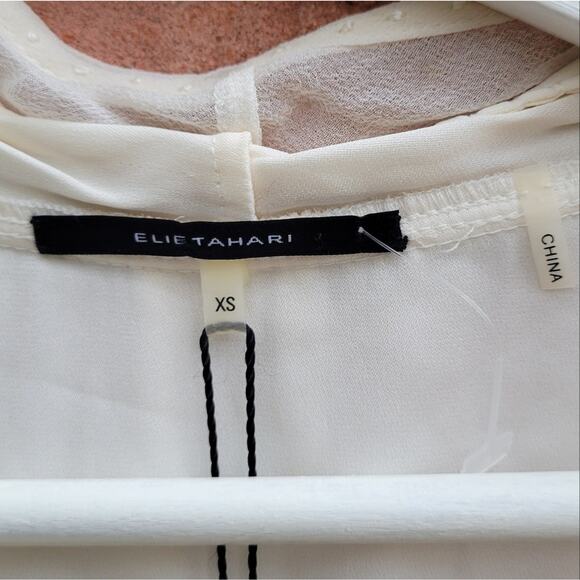 Elie Tahari Silk Lace Romantic Layered Blouse Top size XS Cream - Picture 6 of 12